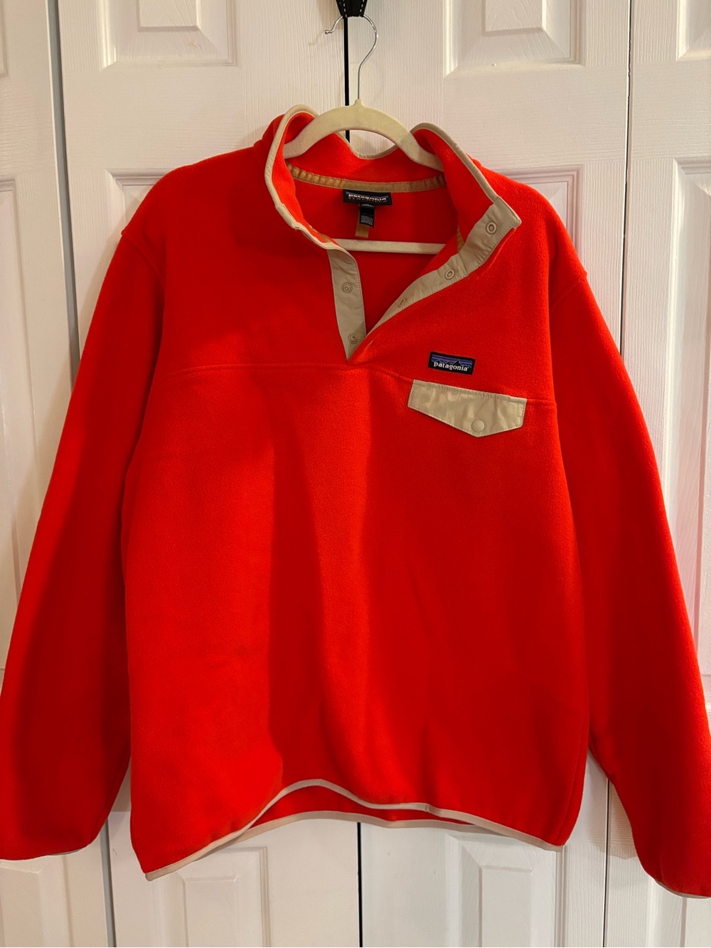 Patagonia Men’s Zip-Up Fleece Pullover - Red with Beige Trim